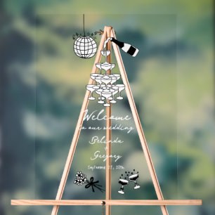 Panneau En Acrylique Illustrations à main noire Doodles Mariage