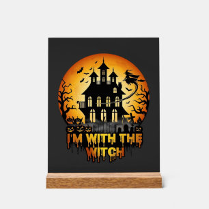 Panneau En Acrylique Im Witch Maison Hantée Pleine Lune Citrouilles
