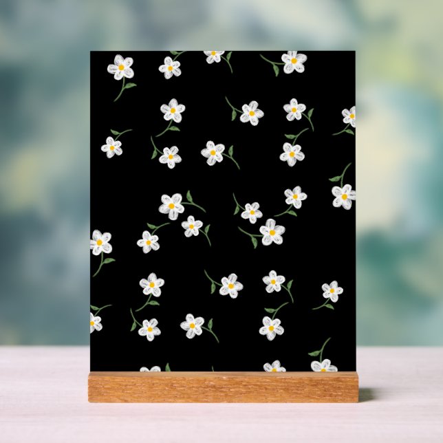 Panneau En Acrylique Impression d'art mural botanique Midnight Daisy  (Neutre)