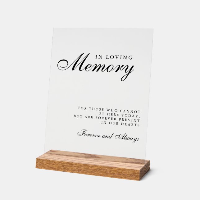 Panneau En Acrylique In Loving Memory Modern Wedding Memorial Sign (Angle)