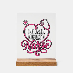 Panneau En Acrylique Infirmière à domicile Stethoscope rose Création de