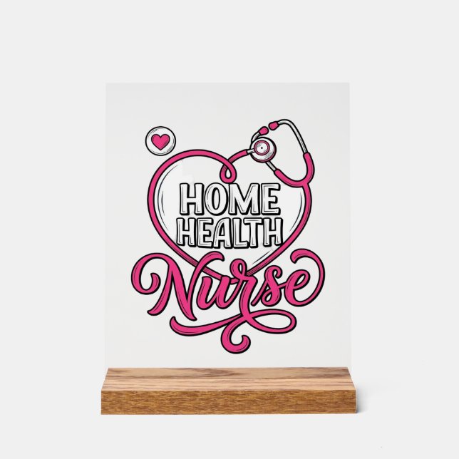 Panneau En Acrylique Infirmière à domicile Stethoscope rose Création de (Recto)