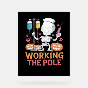 Panneau En Acrylique Infirmière d'Halloween Squelette drôle Plaisanteri