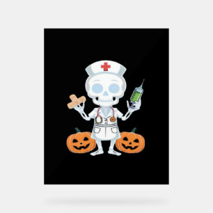 Panneau En Acrylique Infirmière d'Halloween Squelette drôle Plaisanteri