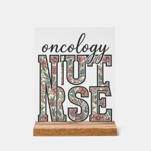 Panneau En Acrylique Infirmière en oncologie Floral Vintage