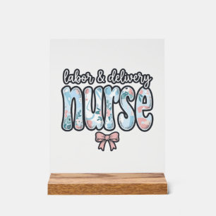 Panneau En Acrylique Infirmière en salle d'accouchement Chemise florale