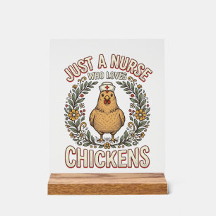 Panneau En Acrylique Infirmière qui aime les poulets Design de T-shirt