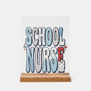 Panneau En Acrylique Infirmière scolaire vintage floral typographie con
