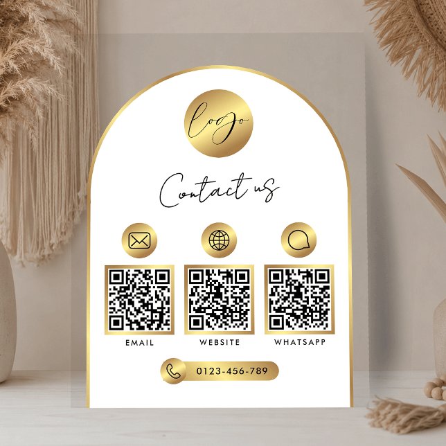 Panneau En Acrylique Info site Web entreprise Logo Or Code QR Clair (Créateur téléchargé)