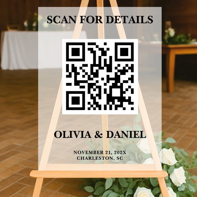 Panneau En Acrylique Informations sur le Mariage de code QR refusées (Créateur téléchargé)