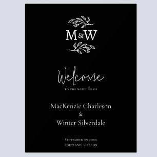 Panneau En Acrylique Initiales de monogramme de couple de mariage botan