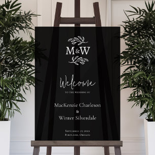 Panneau En Acrylique Initiales mariage Monogramme Couple Accueil Botani