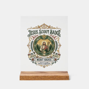 Panneau En Acrylique Insigne de mérite Scout Jésus Insigne de mérite Sc