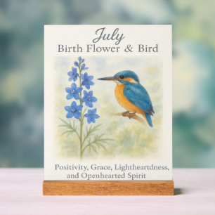 Panneau En Acrylique Inspiration Florale Bleue Vintage Oiseau Anniversa