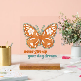 Panneau En Acrylique inspiration quotidienne mot art papillon Acrylique