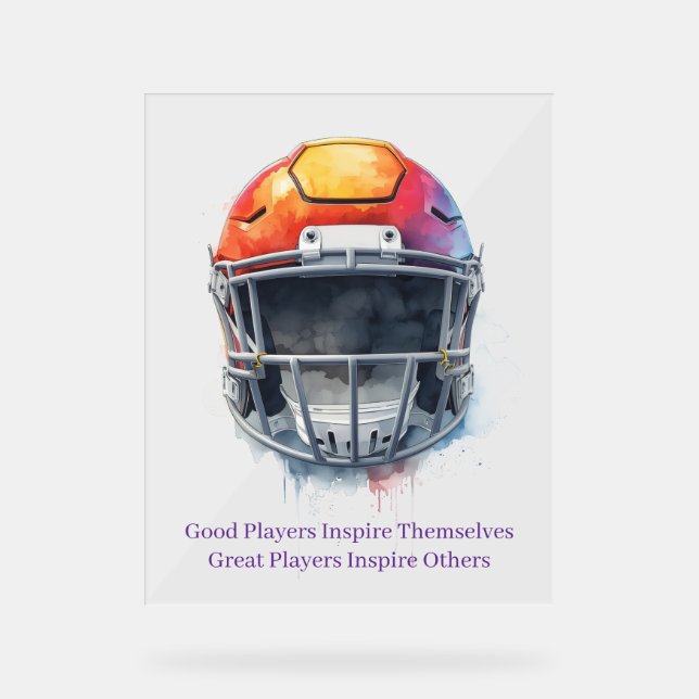 Panneau En Acrylique Inspirational Motivational Football Helmet  (Recto)