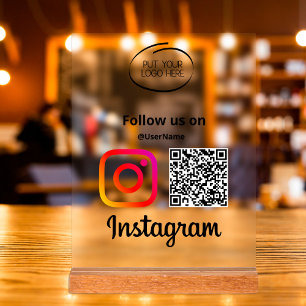 Panneau En Acrylique Instagram Suivez-Nous Qr Code Moderne