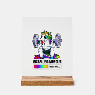 Panneau En Acrylique Installation de Muscles Licorne Arc-en-ciel Gym Wo