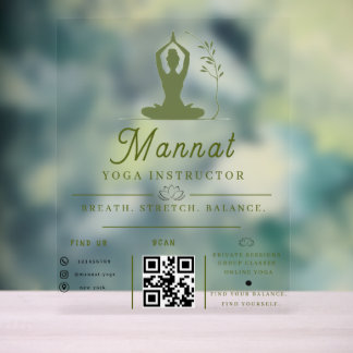 Panneau En Acrylique Instructrice de Yoga Esthétique Carte de Visite en