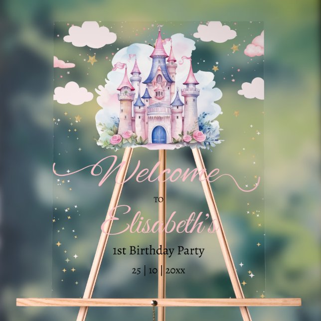 Panneau En Acrylique Invitation à l'anniversaire de la princesse, Littl (Neutre)