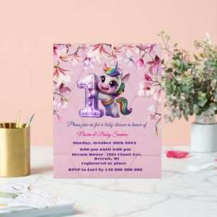 Panneau En Acrylique Invitation à une baby shower sur le thème de la li