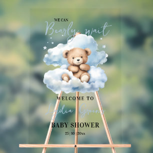 Panneau En Acrylique Invitation à une fête de bébé ourson en peluche, O