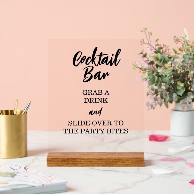 Panneau En Acrylique Invitation Boisson Gratuite Bar Ouvert Venez Prend (Mariage)