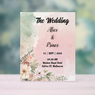 Panneau En Acrylique invitation de mariage acrylique aquarelle