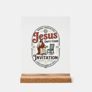 Panneau En Acrylique Invitation Jésus Chaise Vide Invitation Jésus Chai