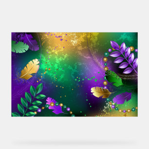 Panneau En Acrylique Iridescente mardi gras arrière - plan avec perles