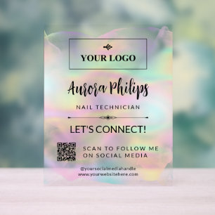 Panneau En Acrylique Iridescente Splash Your Logo & QR Social Media