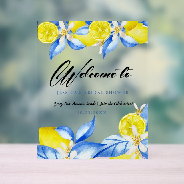 Panneau En Acrylique Italian Lemon Floral Bridal Shower invite (Neutre)