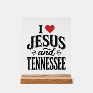 Panneau En Acrylique J'aime Jésus et Tennessee Vintage Design Chrétien
