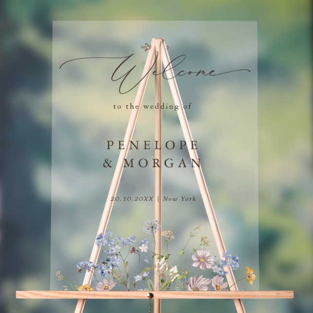 Panneau En Acrylique Jardin de mariage de bienvenue de prairie de fleur (Neutre)