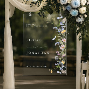 Panneau En Acrylique Jardin de mariage de bienvenue de prairie de fleur