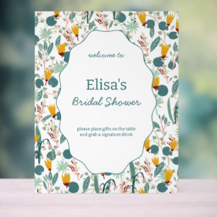 Panneau En Acrylique Jardin d'eau Fleurs Mariage Cute PERSONNALISÉ