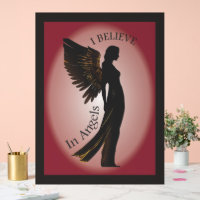 Je crois en Angels Hanging mur art signe acrylique