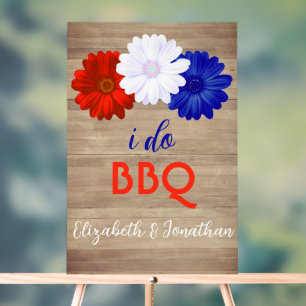 Panneau En Acrylique Je fais BBQ Patriotique Floral