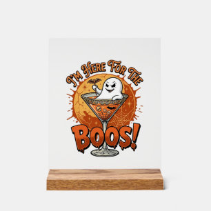 Panneau En Acrylique Je suis ici Boos Halloween Fantôme Boisson Toile d