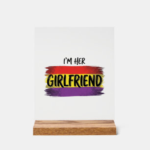 Panneau En Acrylique Je Suis Sa Copine Arc-en-Ciel Fière Chemise Vector