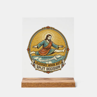 Panneau En Acrylique Jésus a laissé tomber du savon mouillé en glissant