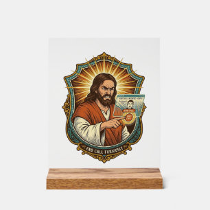 Panneau En Acrylique Jésus Appel Vidéo Accidentel Numéro Médias Sociaux