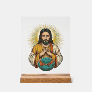 Panneau En Acrylique Jésus déçu Ballon de sport dégonflé Échec de gym