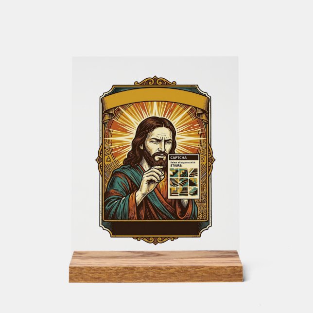 Panneau En Acrylique Jésus Escalier Flou Test Captcha Sécurité Tech Hum (Recto)