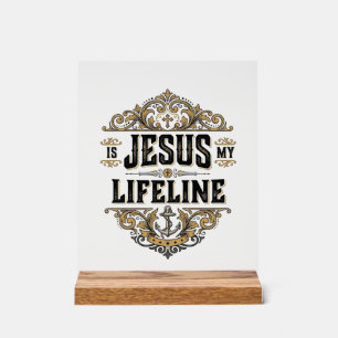 Panneau En Acrylique Jésus est ma ligne de vie vintage chrétien concept