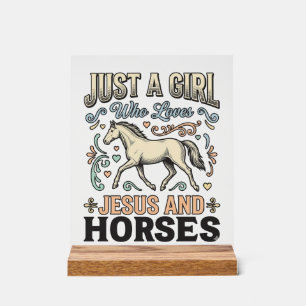 Panneau En Acrylique Jesus Et Fille De Chevaux Chemise De Foi De Cheval