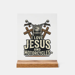 Panneau En Acrylique Jésus et motos vintage chrétien conception de mota