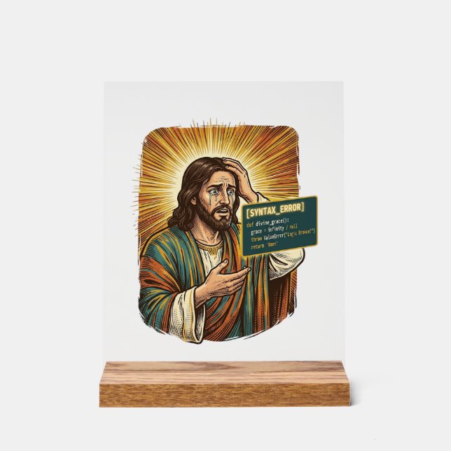 Panneau En Acrylique Jésus pleurant Erreur de syntaxe Codage Programmeu (Recto)