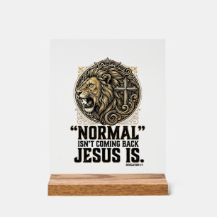 Panneau En Acrylique Jésus Revient Croix Lion Chemise Chrétienne