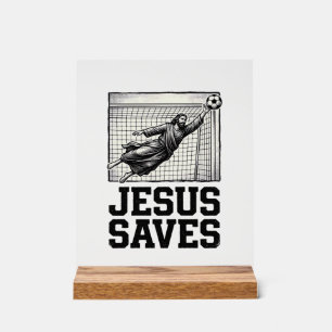 Panneau En Acrylique Jesus Sauve Gardien de Football T-Shirt Gravure Vi